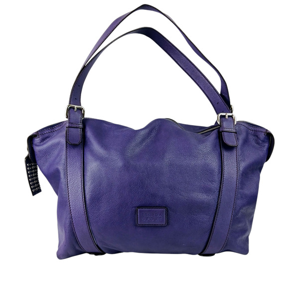 ESCADA Sport LG Buttery Leather Purple Double Strap Tote Shoulder Bag Satchel - Picture 2 of 12